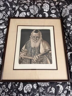 Vintage Framed Rabbi Art Print
